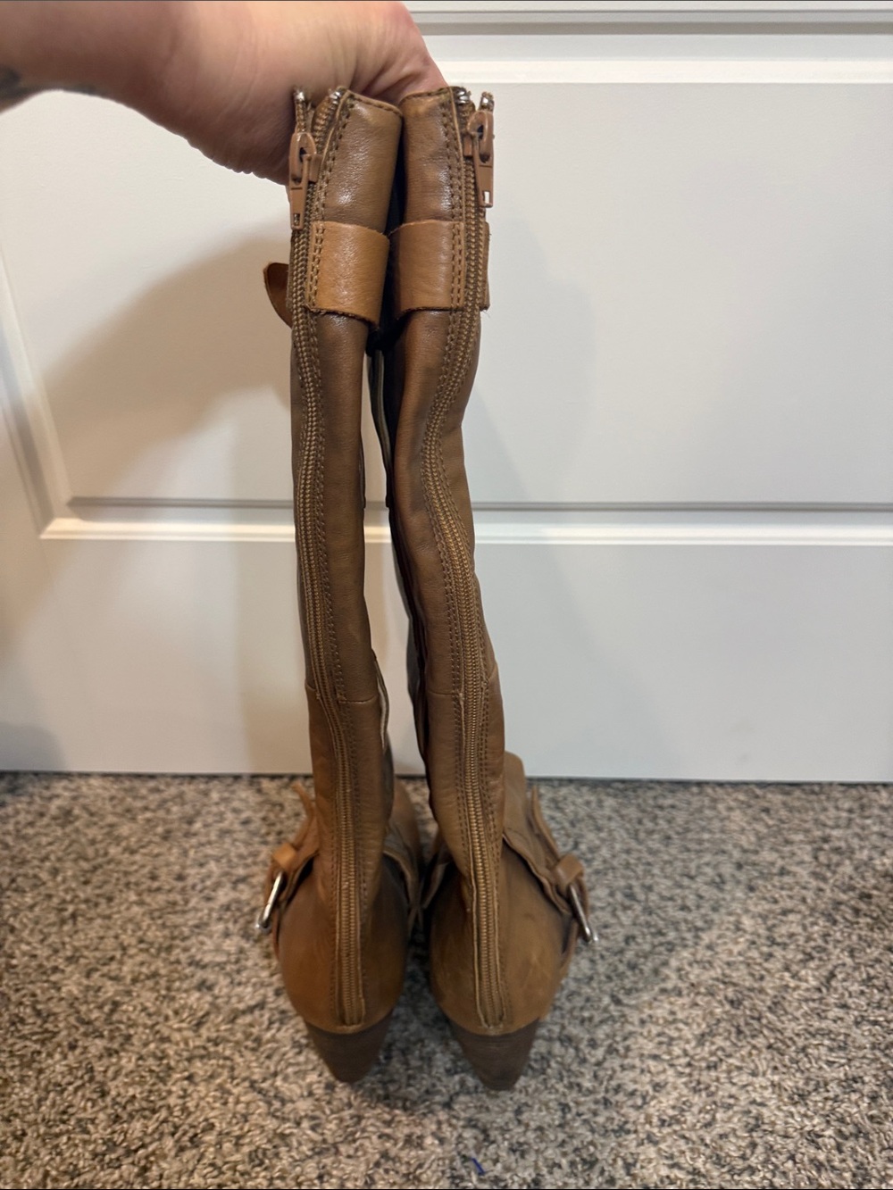 Miz Mooz Soren Tall Camel Buckle Leather Boots 9 - Picture 6 of 11